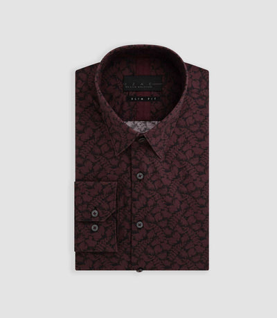 Chemise imprimée floral bordeaux "Balthazar" - IZAC