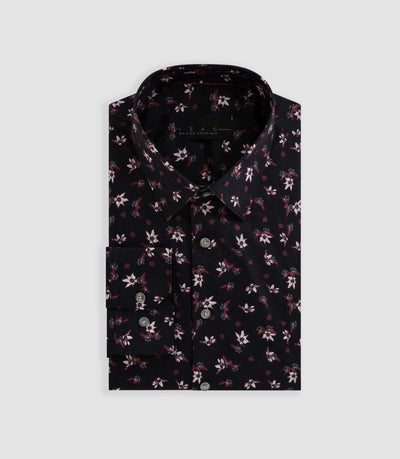 Chemise imprime floral bordeaux "Brett" - IZAC