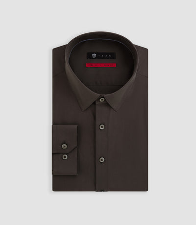 Chemise coton stretch kaki foncé "Malte" - IZAC