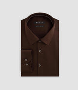 Chemise satin slim marron "Satinslim" - IZAC