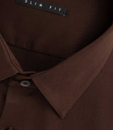 Chemise satin slim marron "Satinslim" - IZAC