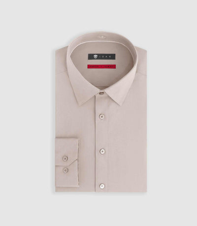 Chemise unie en popeline stretch beige MALTE2 - IZAC