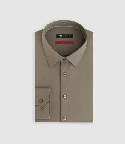Chemise en popeline stretch kaki clair MALTE - IZAC