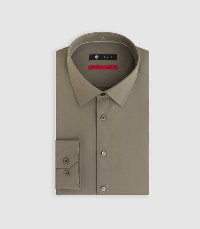 Chemise en popeline stretch kaki clair MALTE2 - IZAC