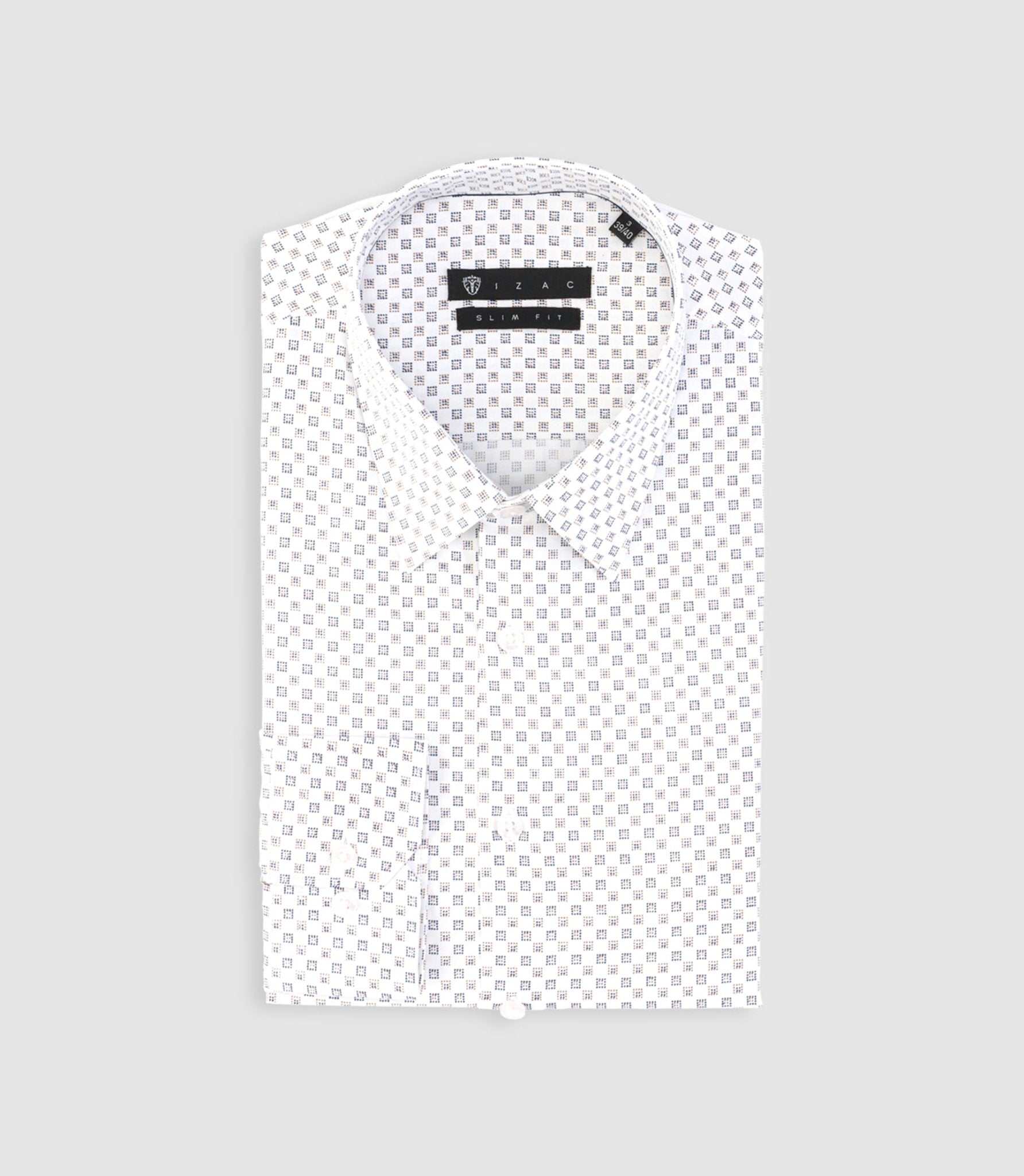 Chemise imprimée micro motifs blanche et beige PAMPA - IZAC