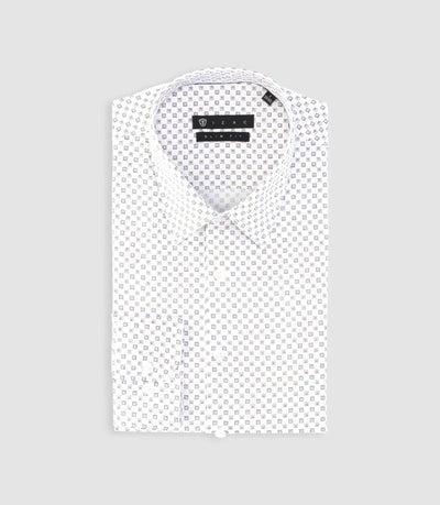 Chemise imprimée micro motifs blanche et beige PAMPA - IZAC