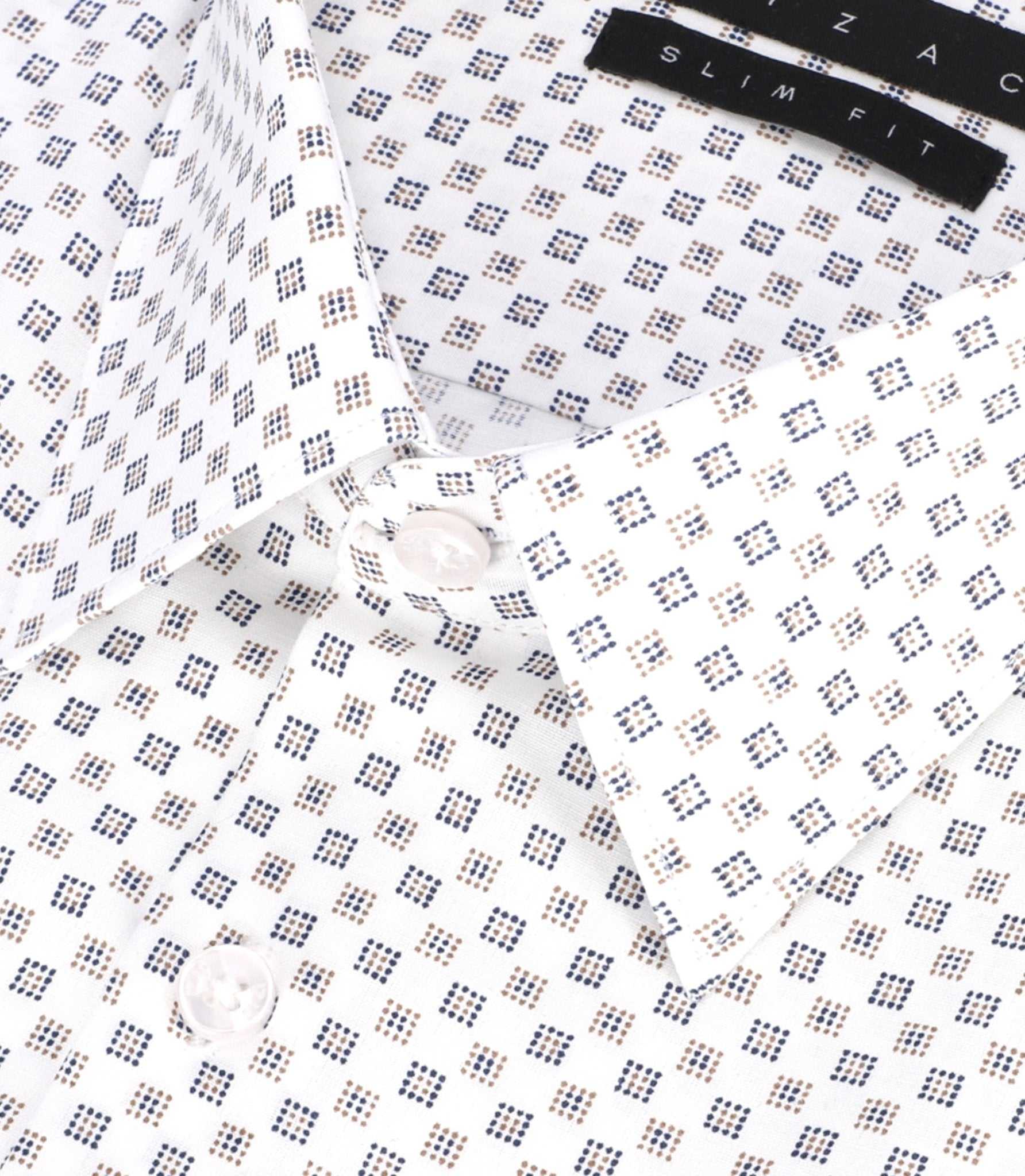 Chemise imprimée micro motifs blanche et beige PAMPA - IZAC