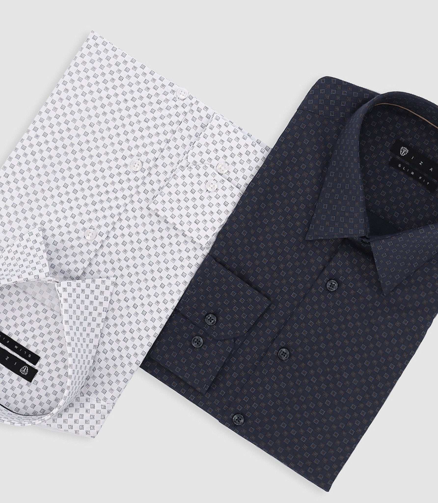 Chemise imprimée micro motifs marine et camel PAMPA - IZAC