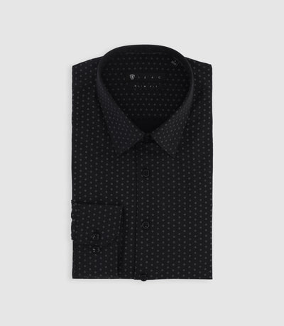 Chemise à imprimé micro motifs noir et gris PAOLINO - IZAC