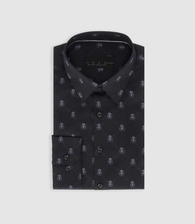 Chemise slim à imprimée logo noir PARTIN - IZAC