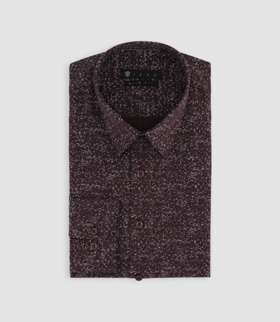 Chemise imprimée micro motifs bordeaux et grise PENTI - IZAC