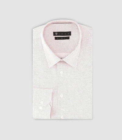 Chemise slim imprimée micro motifs blanche et bordeaux PERLE - IZAC