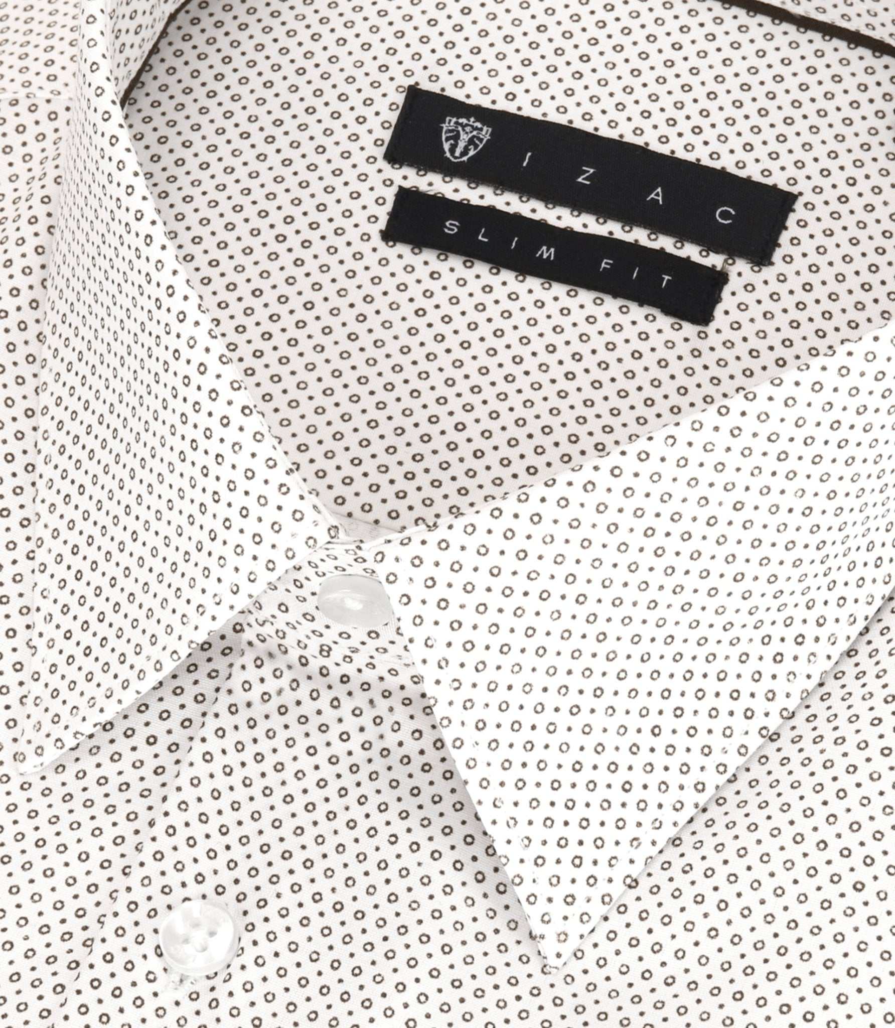 Chemise slim imprimée micro motifs blanc et camel PERLE - IZAC