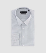 Chemise slim imprimée micro motifs blanche et marine PRESTO - IZAC