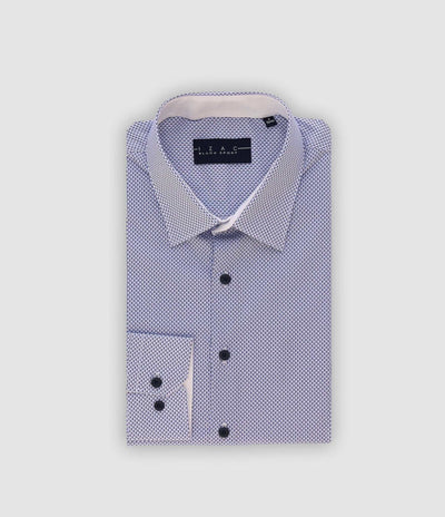 Chemise imprimée marine blanc PALMA - IZAC