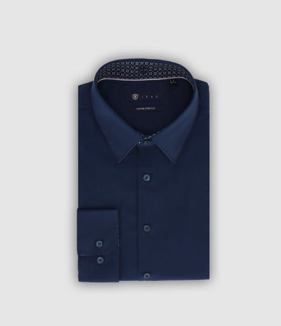 Chemise slim unie marine PAULIN - IZAC