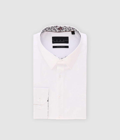 Chemise slim unie blanche et bordeaux PENY - IZAC