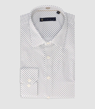 Chemise slim imprimée blanche et marine PRIMAEL - IZAC