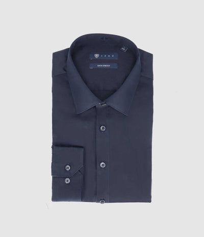 Chemise en satin stretch marine STRETCHBSBT - IZAC