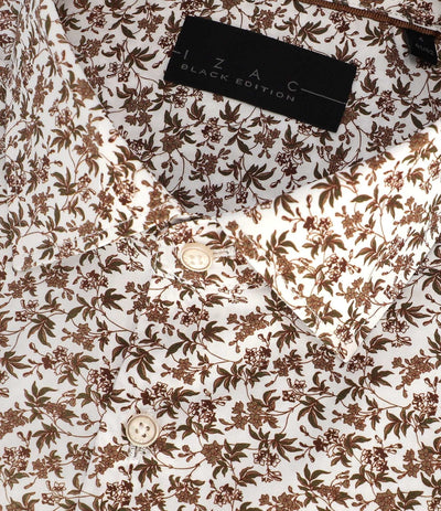 Chemise slim imprimée camel PAVOT - IZAC