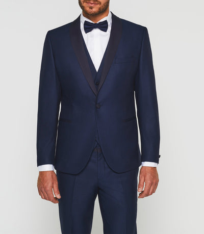 Costume cérémonie col châle bleu "Fabio" - IZAC