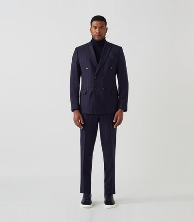 Costume croisé à rayures marine "Audacieux" - IZAC