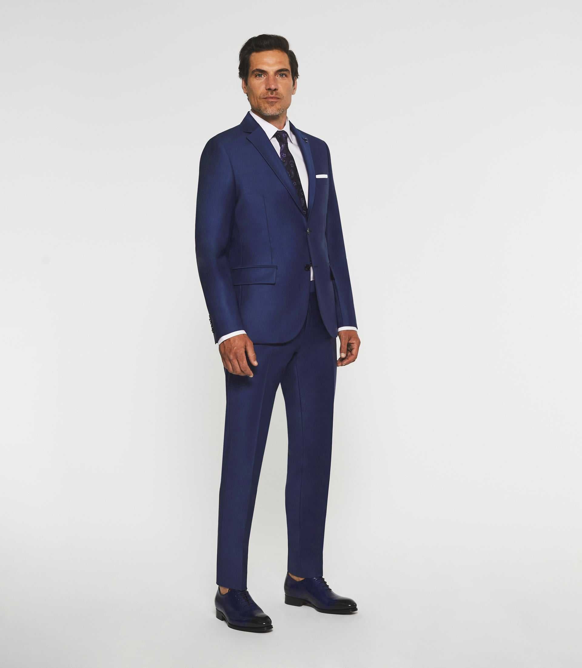 Costume 2 boutons en laine bleu cobalt LIMONE - IZAC