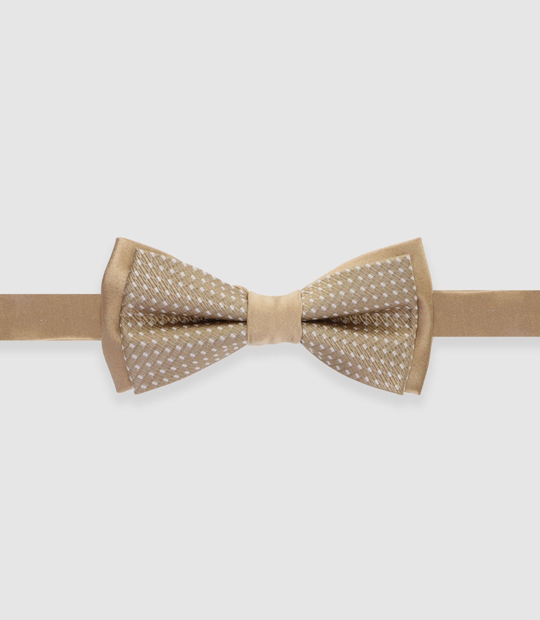 Nœud papillon double en soie beige NPUNIQUE - IZAC