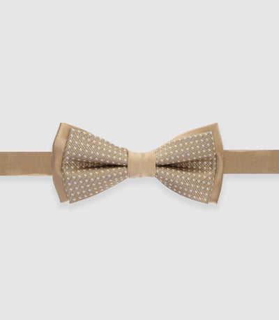 Nœud papillon double en soie beige NPUNIQUE - IZAC