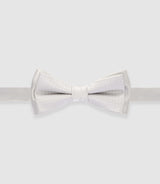 Double bow tie in light grey silk NPUNIQUE