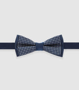 Double bow tie in navy silk NPUNIQUE