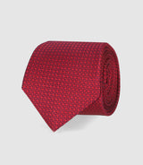 Red silk tie with ULLY patterns