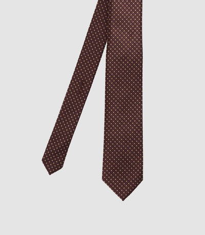 Cravate micro motif 7 cm marron MARIOB - IZAC