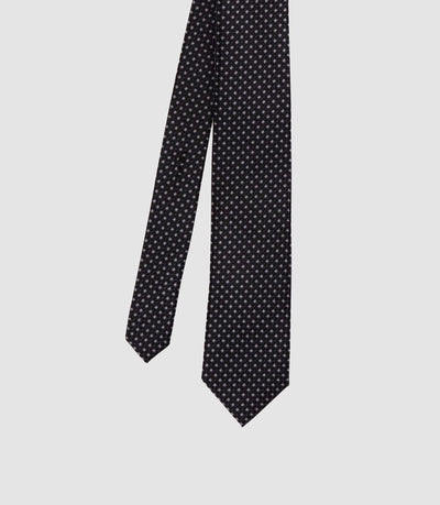 Cravate micro motif 7 cm noir MARIOB - IZAC