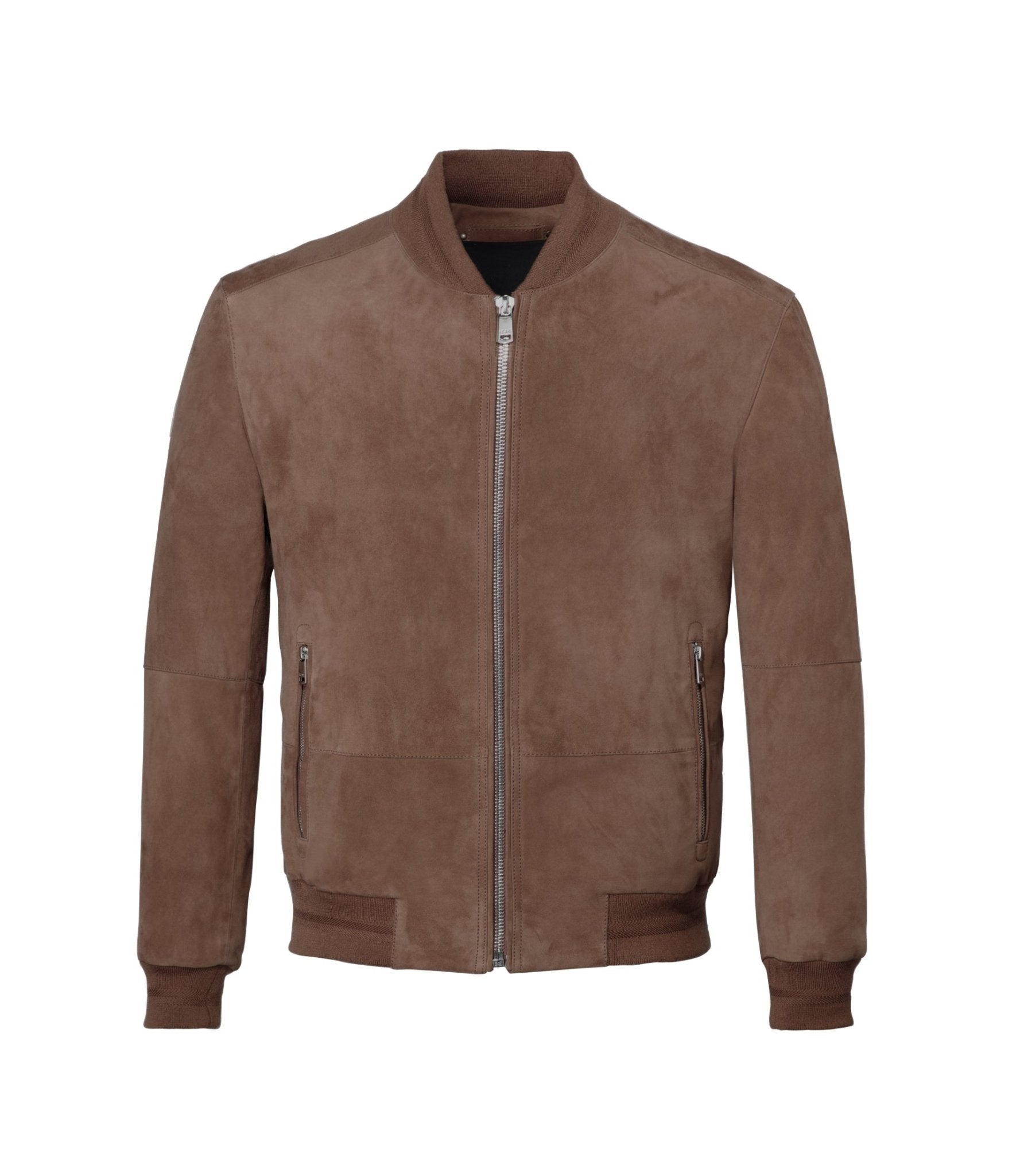 Blouson Teddy Blouson Cuir Homme Izac Teddy En Cuir Suédé Taupe