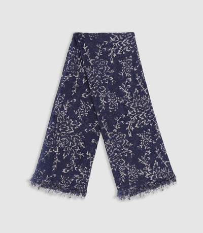 Écharpe à motif floral marine XARI - IZAC