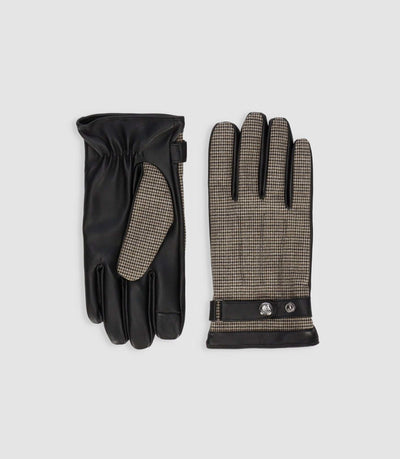 Gants bi - matière en cuir noir UMBERTO - IZAC