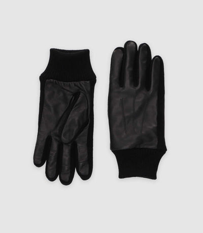 Gants bi matière en cuir noir UMIX - IZAC