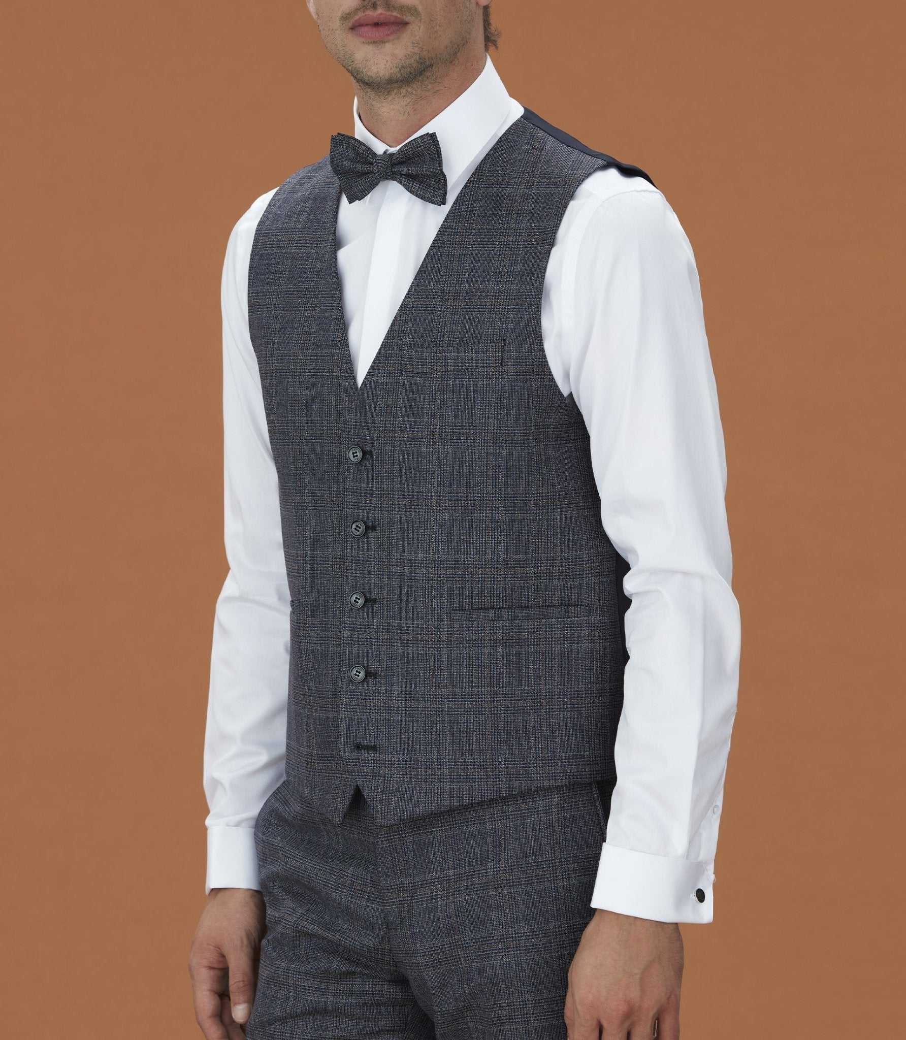 Gilet Prince de Galles bleu "Quégérie" - IZAC