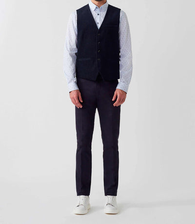 Gilet ville velours fantaisie bleu marine "Orecord" - IZAC