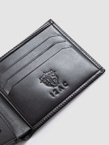 Portefeuille avec porte cartes en cuir noir WHOLE - IZAC
