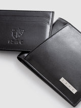 Portefeuille avec porte cartes en cuir noir WHOLE - IZAC