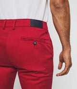 Panama" red satin chino pants