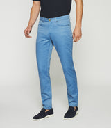 Pantalon slim bleu 5 poches coton lin PASTEL - IZAC