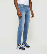 Super slim blue faded fleece jeans "Toupie