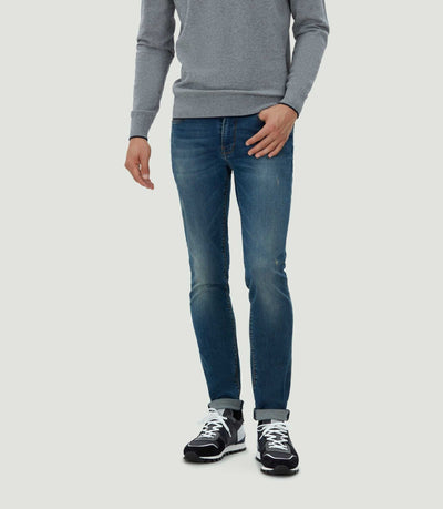 Jean effet usé bleu moyen "Raphael" - IZAC