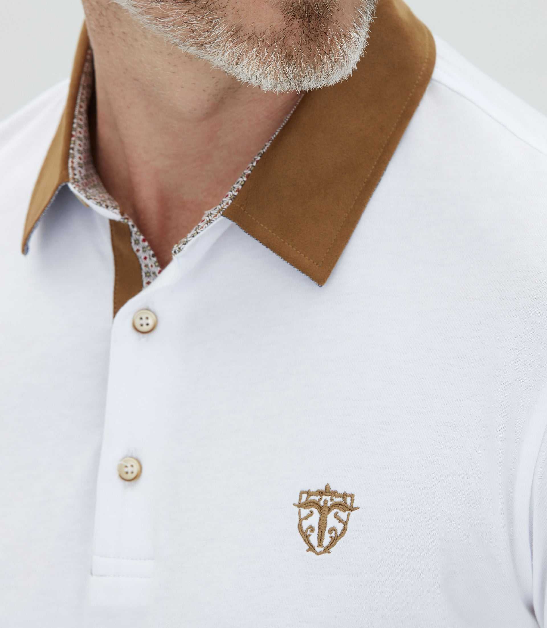 Polo manches longues blanc "Carl" - IZAC