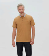 Chouki" short sleeve polo shirt in camel