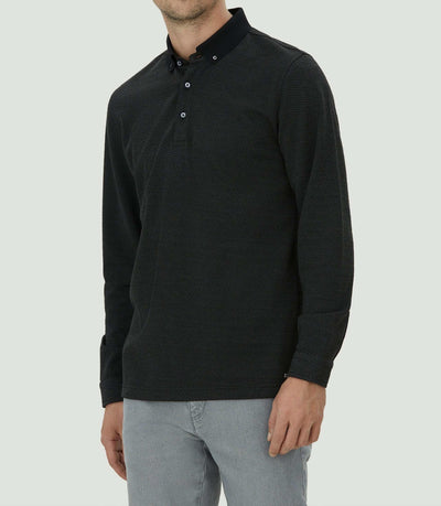 Polo jacquard noir "Clovis" - IZAC