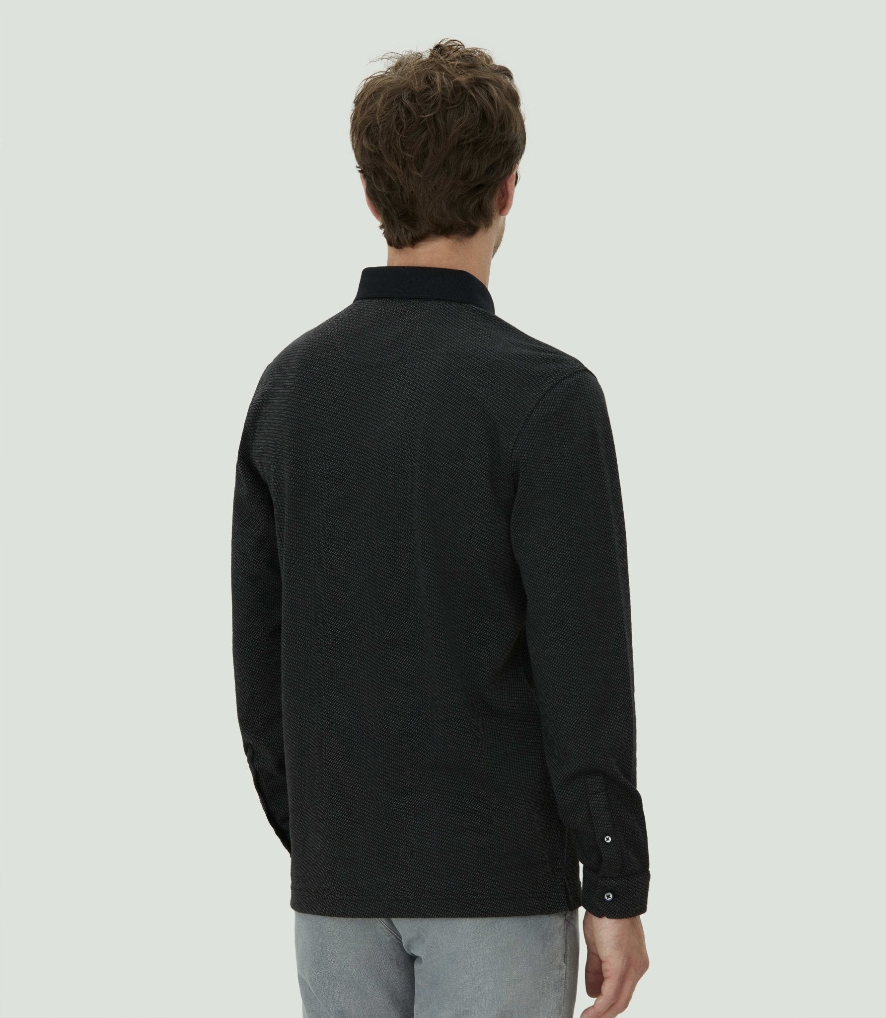 Polo jacquard noir "Clovis" - IZAC